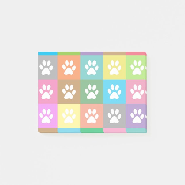 Colorful paws pattern post-it notes (Front)