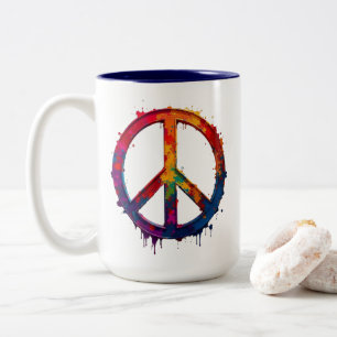 Colorful peace sign mug