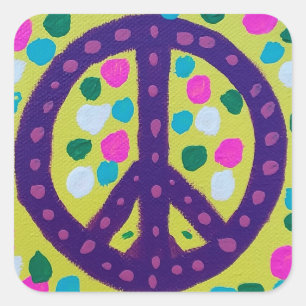 Colorful Peace Sign  Square Sticker