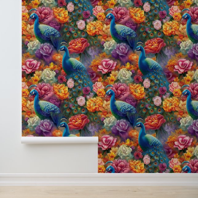 Colorful Peacock and Peony Wallpaper (Application)