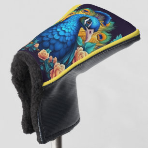 Colorful Peacock Bird Roses Golf Putter Head Cover