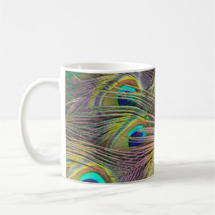 Colorful Peacock Feathers Design Coffee Mug Cup