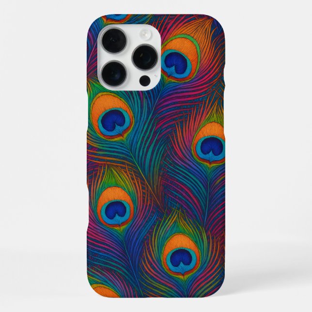Colorful Peacock Feathers iPhone Case (Back)