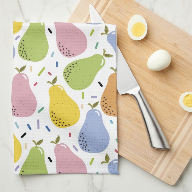 Colorful Pears Fruit Pattern Tea Towel (Quarter Fold)