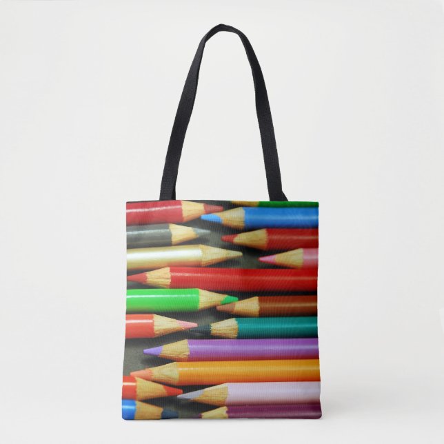 Colorful pencil crayons tote bag (Front)