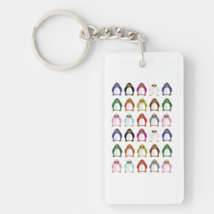 Colorful Penguin Pattern Fun Whimsical Cute Animal Key Ring