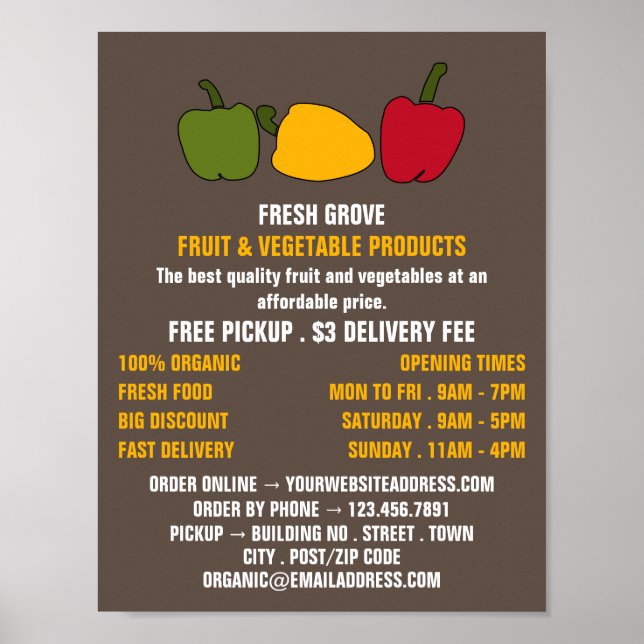 Colorful Peppers, Greengrocers Advertising Poster (Front)