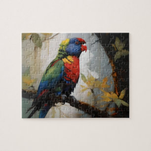 Colorful Perch: A Rainbow Lorikeet in the Tree Jigsaw Puzzle
