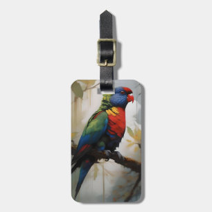 Colorful Perch: A Rainbow Lorikeet in the Tree Luggage Tag