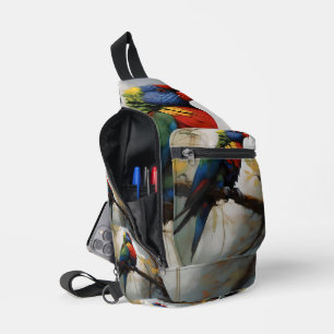 Colorful Perch: A Rainbow Lorikeet in the Tree Sling Bag