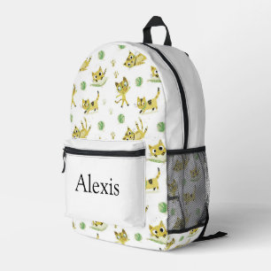 Colorful personalized backpack, kids cute cats printed backpack