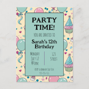 Colorful Personalized birthday invitation Postcard