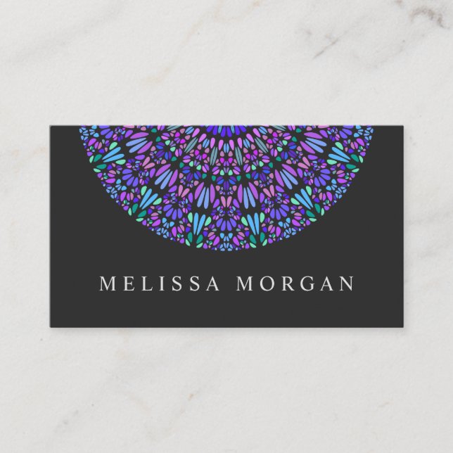 Colorful Petal Mosaic Mandala Business Card (Front)