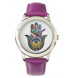 Colorful Petals Leaves Hamsa Sapphire Third Eye Watch