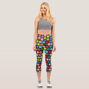 Colorful Pickleball Pattern Capri Leggings