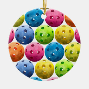 Colorful Pickleballs - Ceramic Ornament