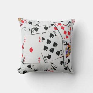 Colorful Pile of Poker Playing Cards Cushion