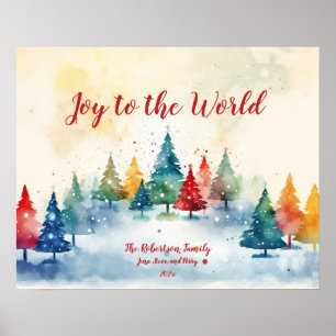 Colorful Pine Trees Christmas Poster