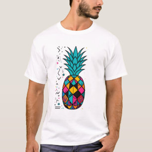 Colorful Pineapple in Geometric Mosaic Style T-Shirt