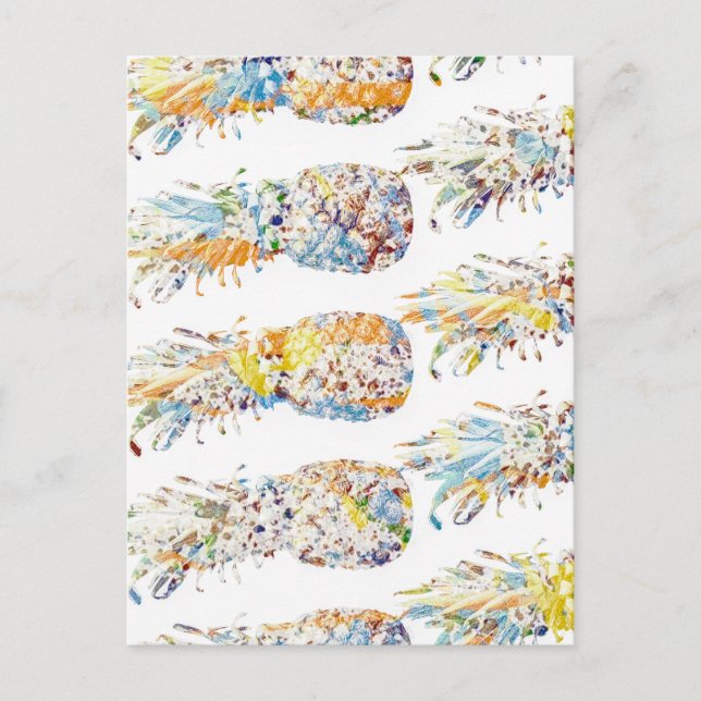 Colorful Pineapple Print Postcard (Front)