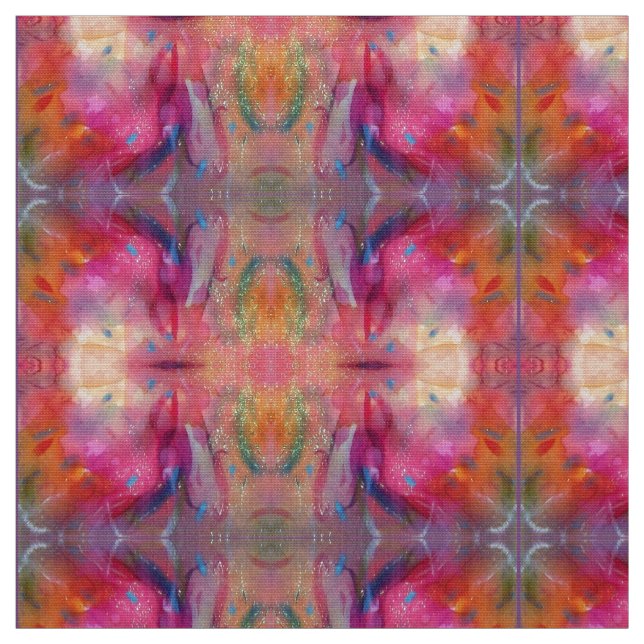 COLORFUL PINK FUCHSIA BLUE ABSTRACT FABRIC (Swatch)