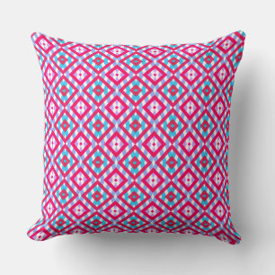 Colorful pink, red and blue cushion
