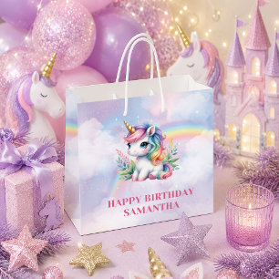 Colorful Pink Unicorn Girl Birthday Gift Bag