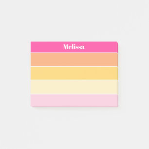 Colorful Pink Yellow Personalized Color Stripes Post-it Notes