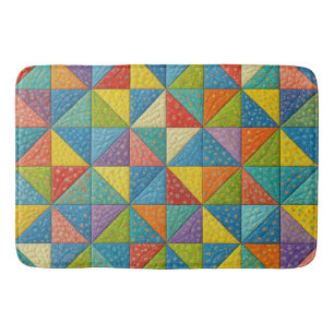 Colorful Pinwheel Quilt Design Bath Mat