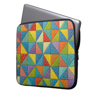 Colorful Pinwheel Quilt Design Laptop Sleeve