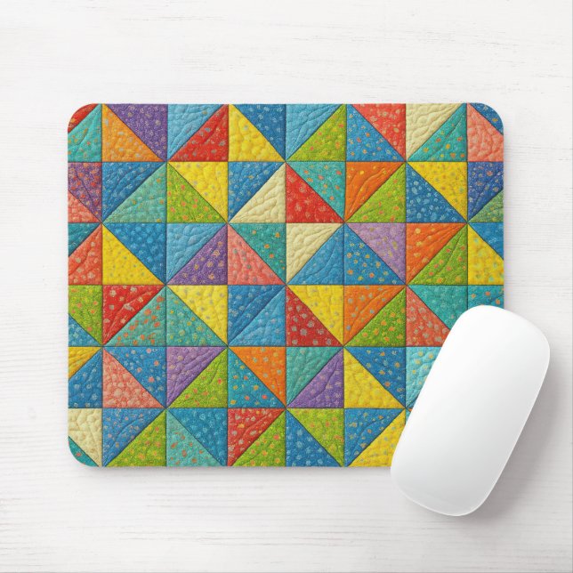 Colorful Pinwheel Quilt Design Mouse Pad (With Mouse)