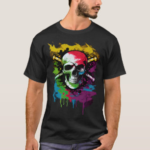 Colorful Pirate Flag Skull Bones Jolly Roger Graph T-Shirt
