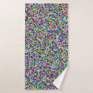 Colorful Pixel Squares Background Pattern Bath Towel