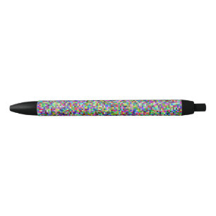 Colorful Pixel Squares Background Pattern Black Ink Pen