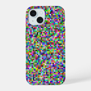 Colorful Pixel Squares Background Pattern iPhone 15 Case
