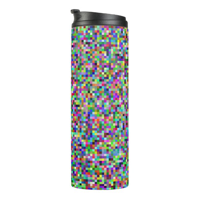 Colorful Pixel Squares Background Pattern Thermal Tumbler (Rotated Right)