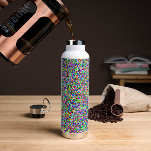 Colorful Pixel Squares Background Pattern Water Bottle