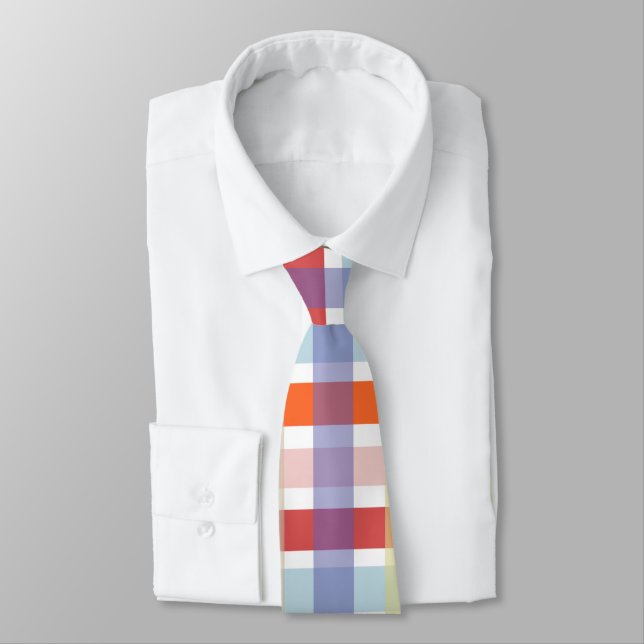 Colorful Plaid Check Pattern Tie (Tied)