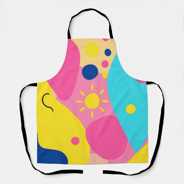 Colorful Playful Organic Shapes Pattern Apron (Front)