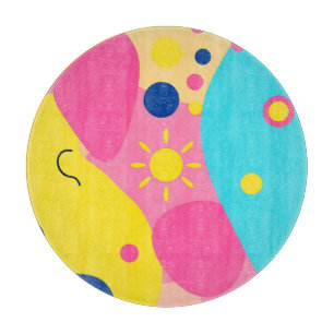 Colorful Playful Organic Shapes Pattern Cutting Board