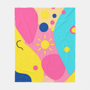 Colorful Playful Organic Shapes Pattern Fleece Blanket