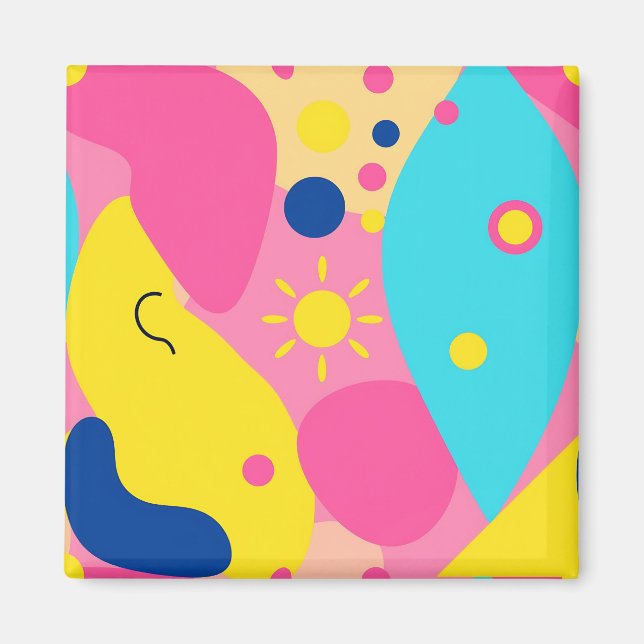 Colorful Playful Organic Shapes Pattern Magnet (Front)