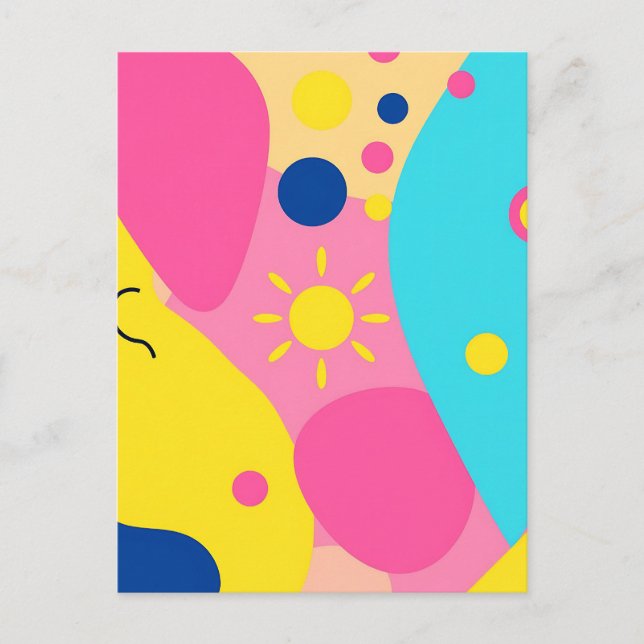 Colorful Playful Organic Shapes Pattern Postcard (Front)