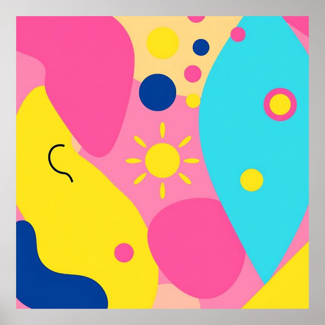 Colorful Playful Organic Shapes Pattern Poster (Front)