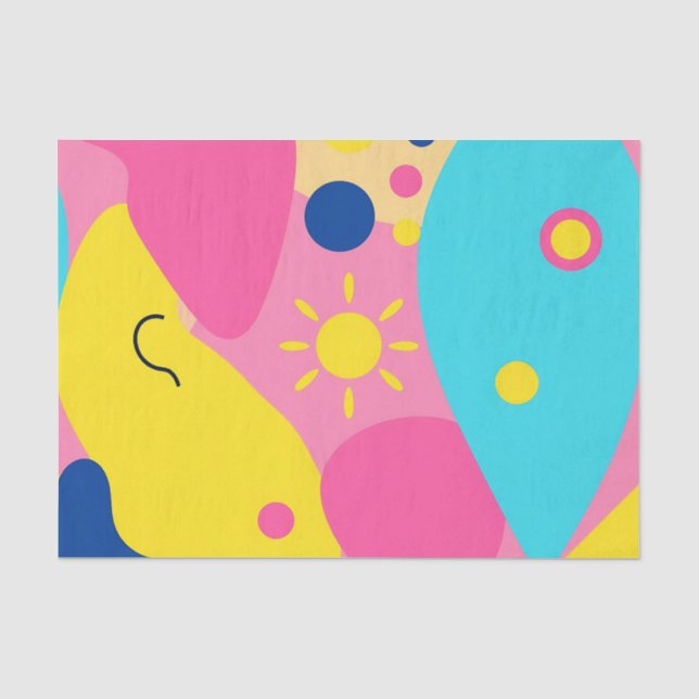 Colorful Playful Organic Shapes Pattern Tissue Paper (Front)