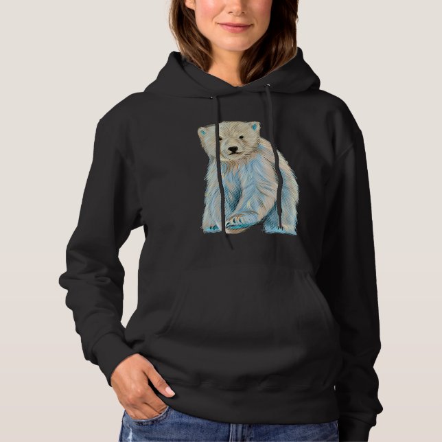 Colorful Polar Bear Pop Style Hoodie (Front)