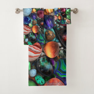 Colorful Polished Stones  Bath Towel Set