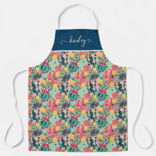 Colorful Polka Dot Cactus Pattern Apron