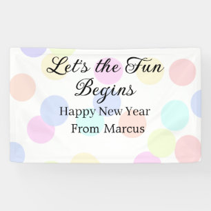 Colorful polka dots let's the fun begins new year banner