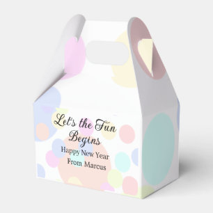 Colorful polka dots let's the fun begins new year favour box
